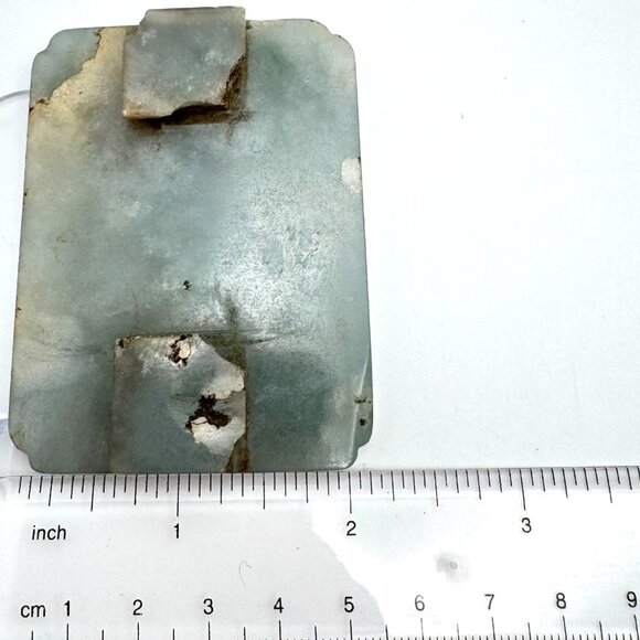 Hand-Carved Jade Scenic Landscape Design Rectangular Antique Plaque - Picture 3 of 11